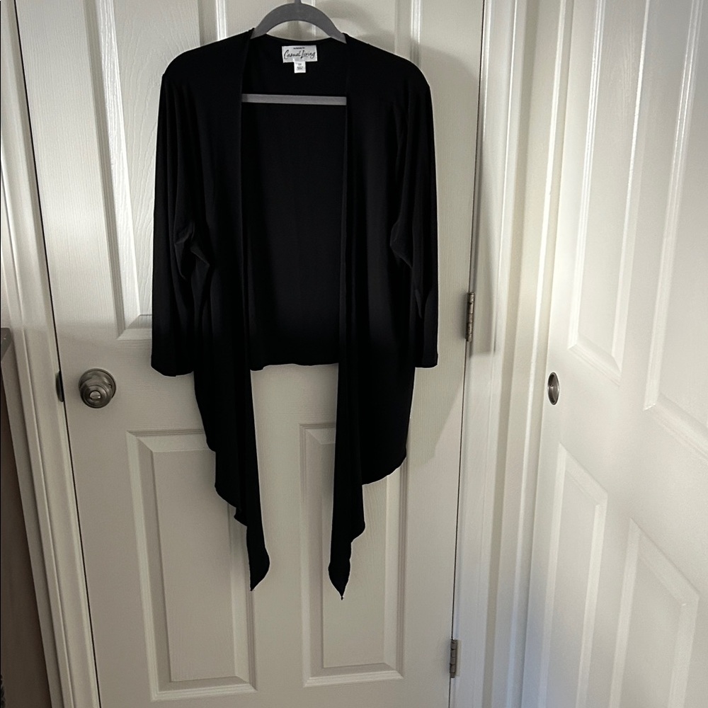Casual Living Chic Black Women's Tie Front Wrap Cardigan, Size 2X, NWOT